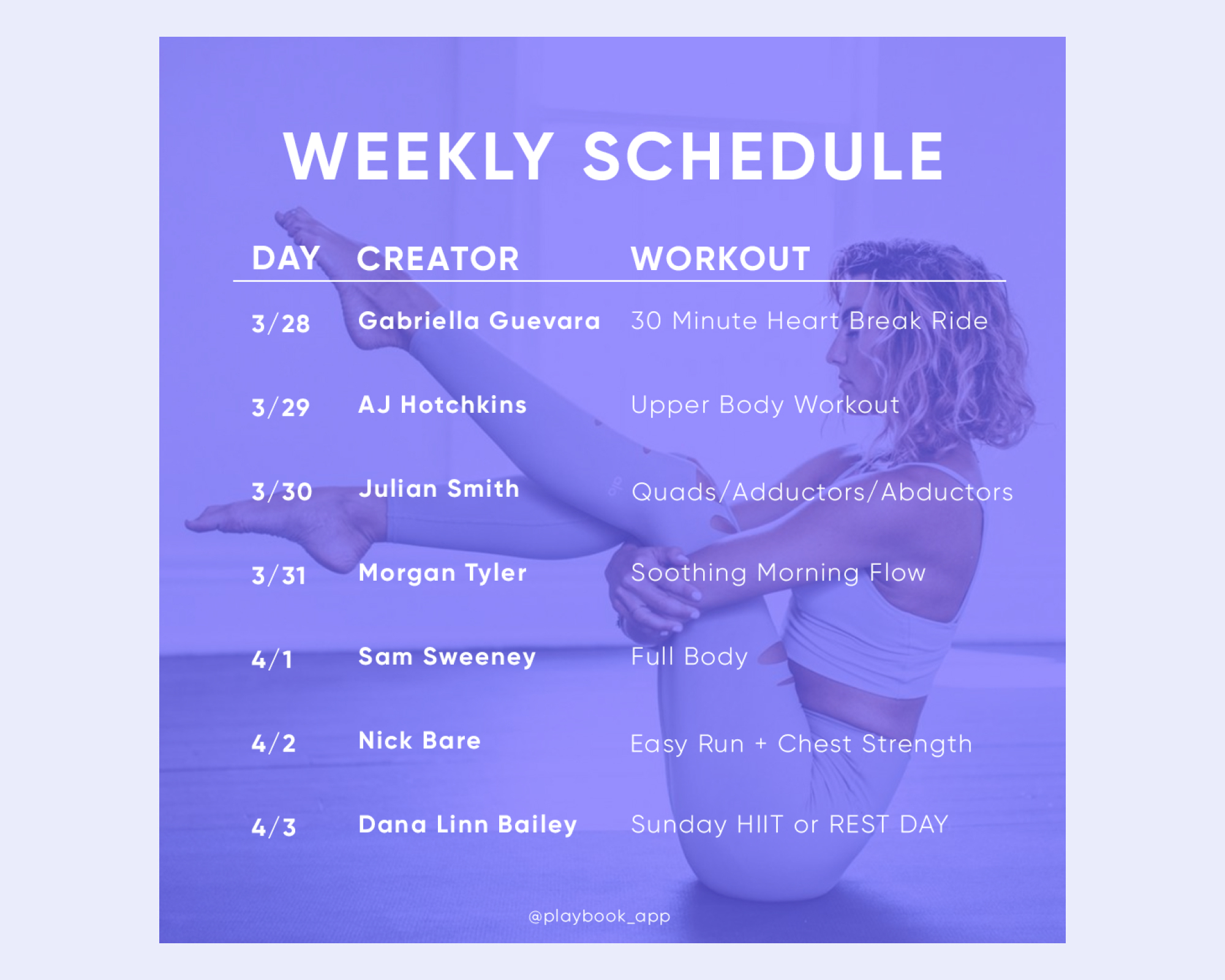 Week workout online split