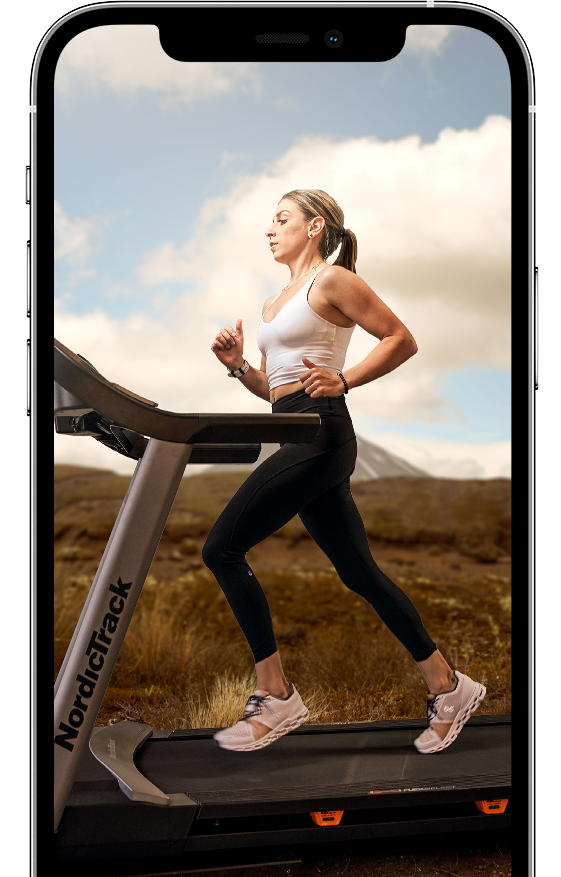 Running & strength training programs shown on a device