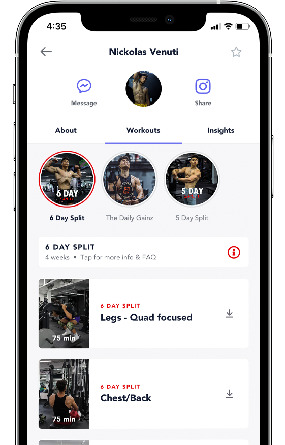 Full-body training
programs shown on a device