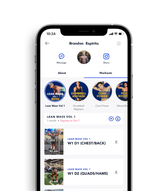 Strength training & yoga programs for everyone shown on a device