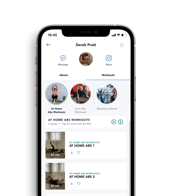 Fitness plans with options for everyone shown on a device